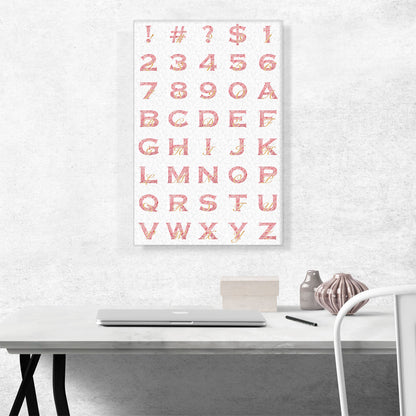 Chic Pink Gold Vertical Rectangle Full Alphabet