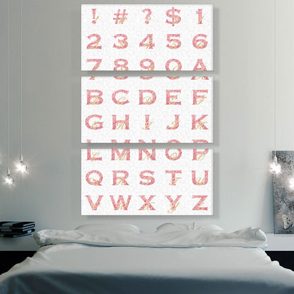 Chic Pink Gold Vertical Rectangle Full Alphabet