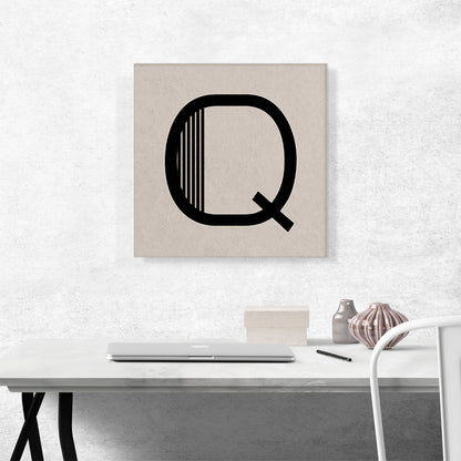 Beige Black Line Alphabet Letter Q