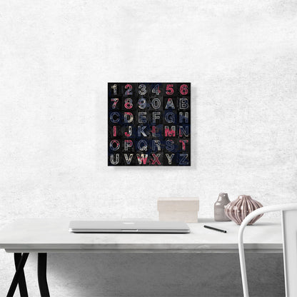 Cool Black Blue Red And White Square Alphabet