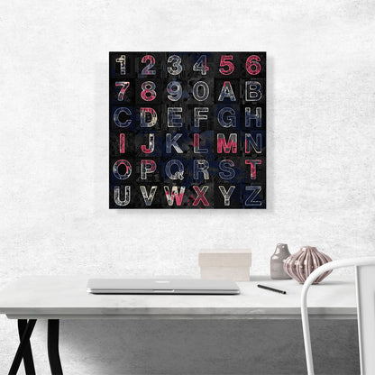 Cool Black Blue Red And White Square Alphabet