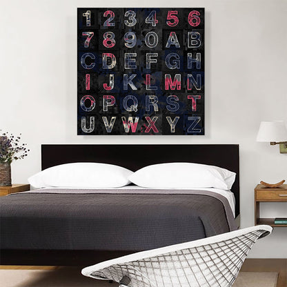 Cool Black Blue Red And White Square Alphabet