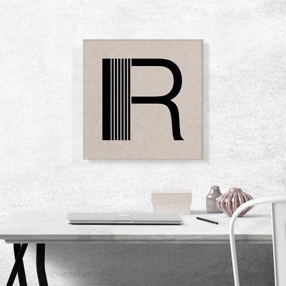 Beige Black Line Alphabet Letter R
