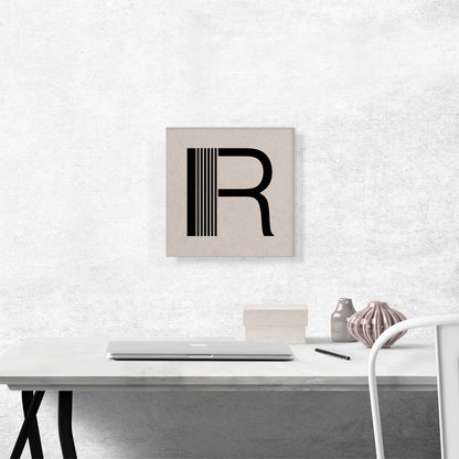 Beige Black Line Alphabet Letter R