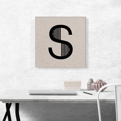 Beige Black Line Alphabet Letter S