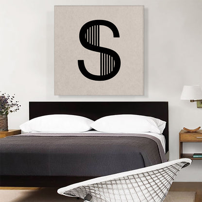 Beige Black Line Alphabet Letter S