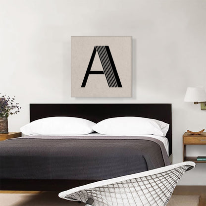 Beige Black Line Alphabet Letter A