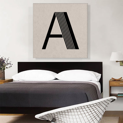 Beige Black Line Alphabet Letter A