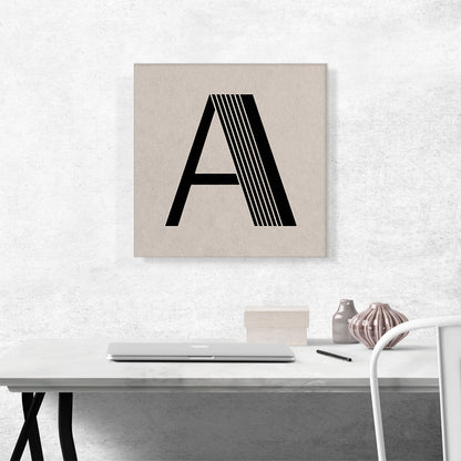 Beige Black Line Alphabet Letter A