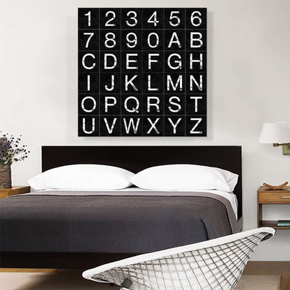 Marble Black & White Square Full Alphabet Grid