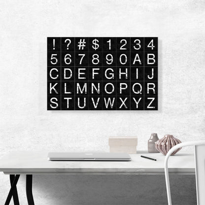 Marble Black & White Square Rectangle Full Alphabet Grid