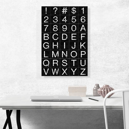 Marble Black & White Vertical Rectangle Full Alphabet Grid