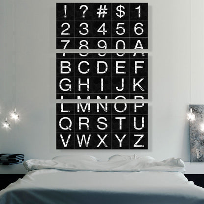 Marble Black & White Vertical Rectangle Full Alphabet Grid