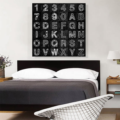 Modern Black & White Square Full Alphabet