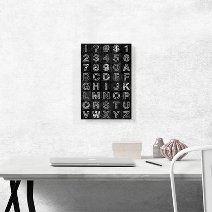 Modern Black & White Vertical Rectangle Full Alphabet