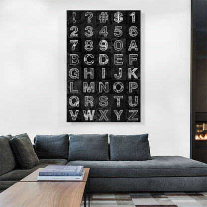 Modern Black & White Vertical Rectangle Full Alphabet