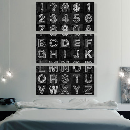 Modern Black & White Vertical Rectangle Full Alphabet