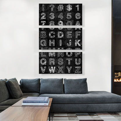 Modern Black & White Vertical Rectangle Full Alphabet