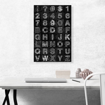 Modern Black & White Vertical Rectangle Full Alphabet
