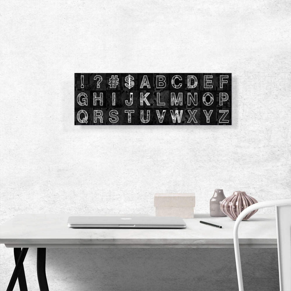 Modern Black and White Panoramic Full Alphabet