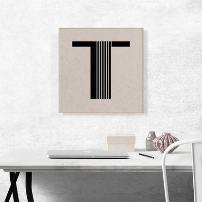 Beige Black Line Alphabet Letter T