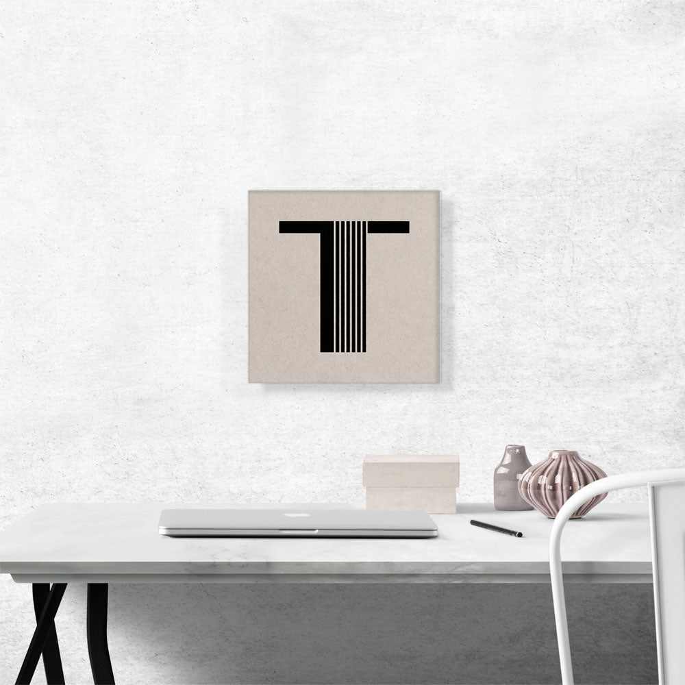 Beige Black Line Alphabet Letter T