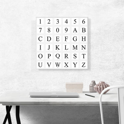 Modern Black White Gray Serif Square Full Alphabet