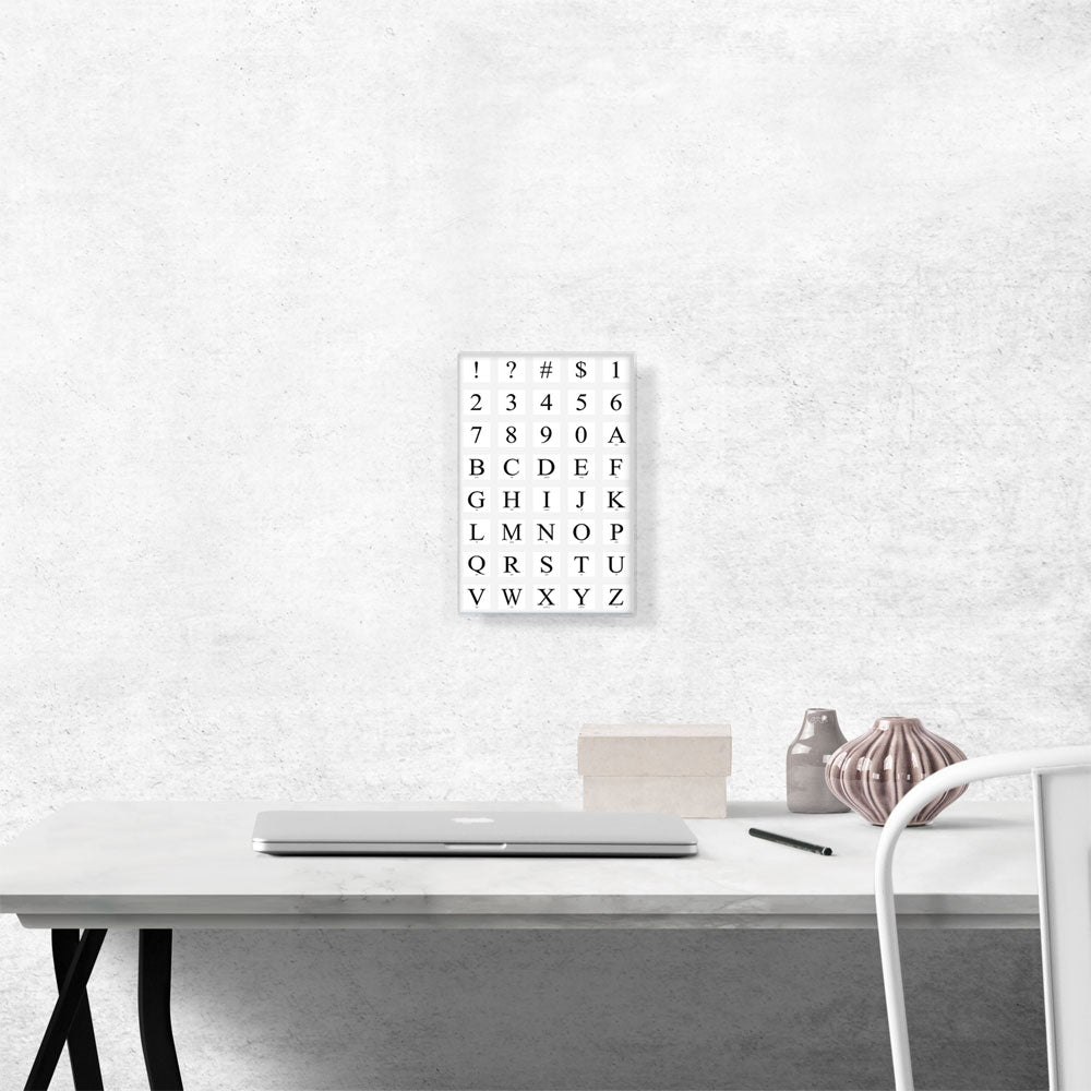 Modern Black White Gray Serif Vertical Rectangle Full Alphabet