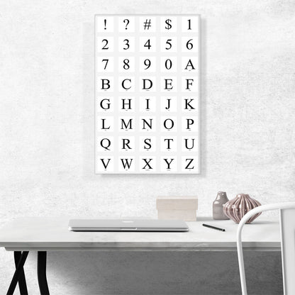 Modern Black White Gray Serif Vertical Rectangle Full Alphabet