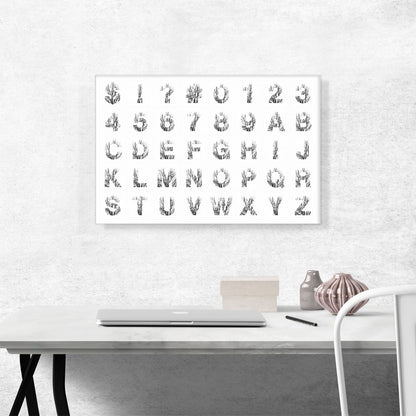 Tree Branches Horizontal Rectangle Full Alphabet