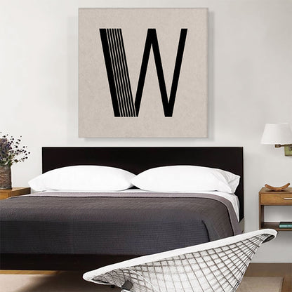 Beige Black Line Alphabet Letter W