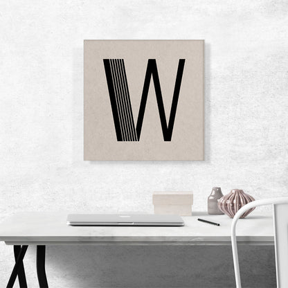 Beige Black Line Alphabet Letter W