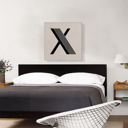 Beige Black Line Alphabet Letter X