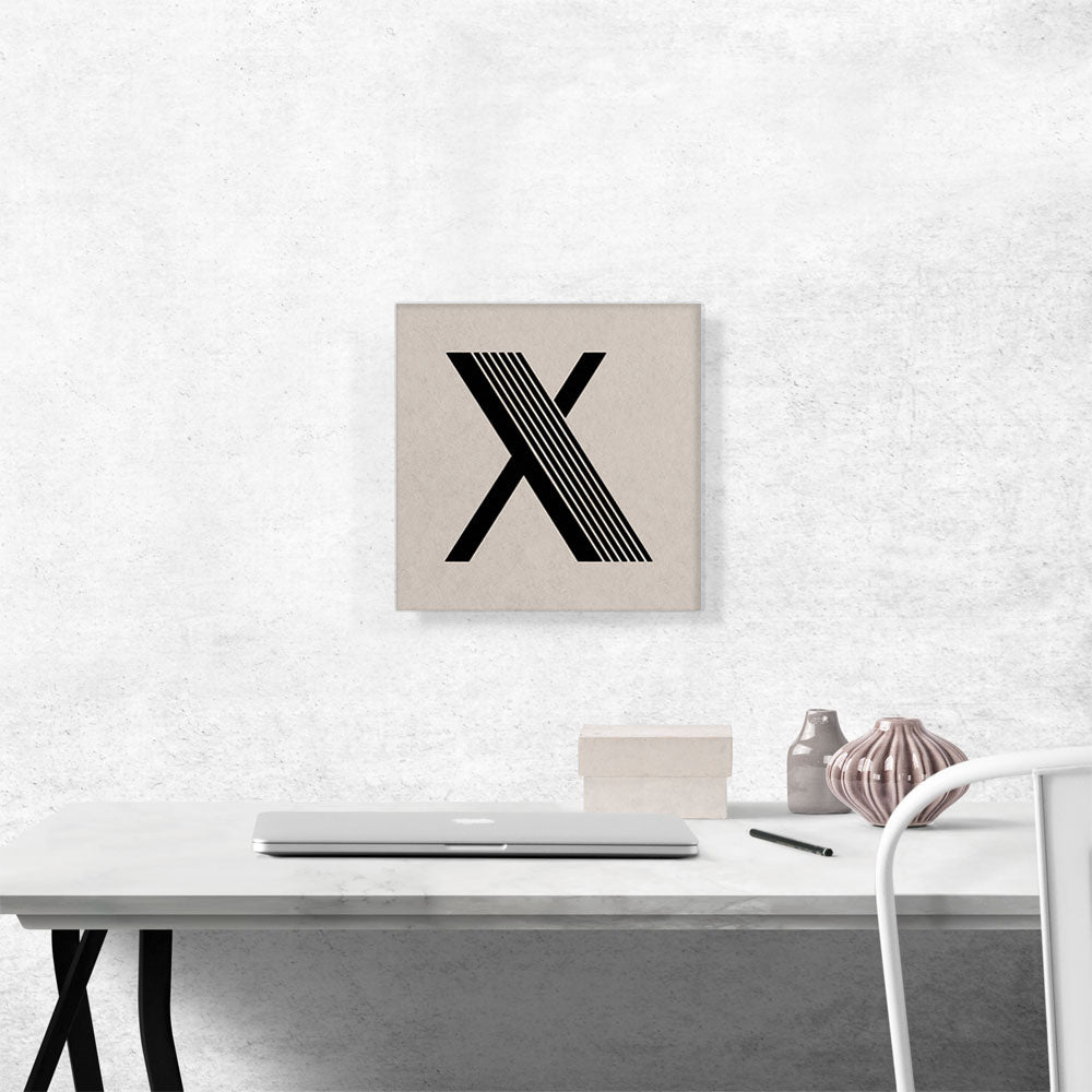 Beige Black Line Alphabet Letter X