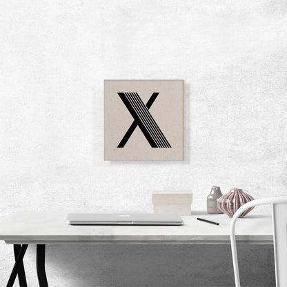 Beige Black Line Alphabet Letter X