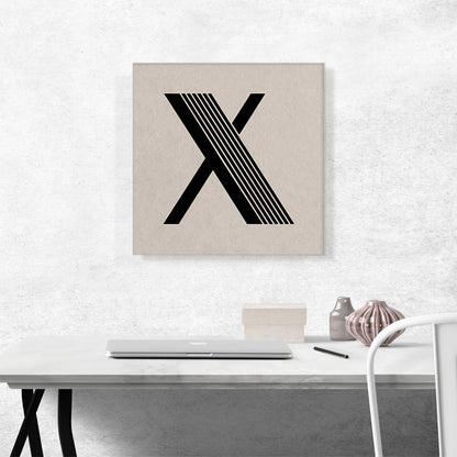 Beige Black Line Alphabet Letter X