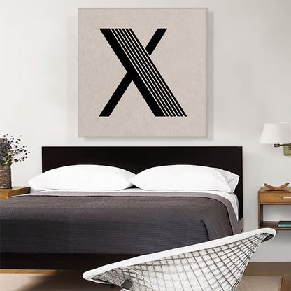 Beige Black Line Alphabet Letter X