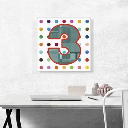 Fun Polka Dots Number 3 Three Numeral