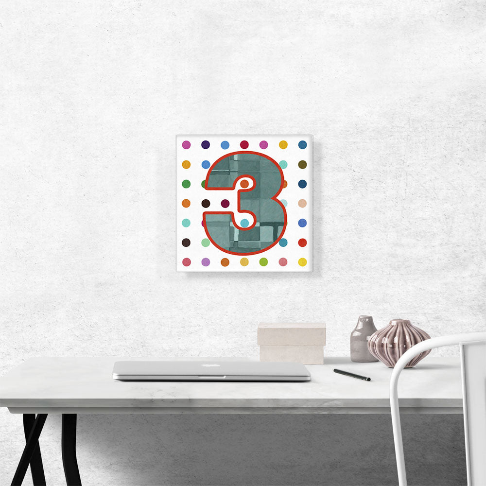 Fun Polka Dots Number 3 Three Numeral