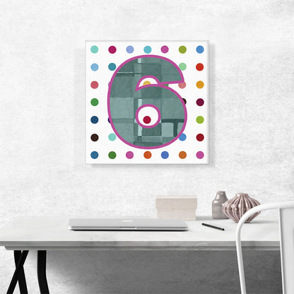 Fun Polka Dots Number 6 Six Numeral