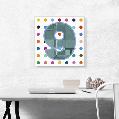 Fun Polka Dots Number 9 Nine Numeral