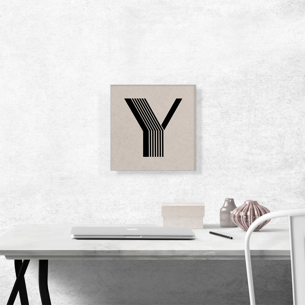 Beige Black Line Alphabet Letter Y