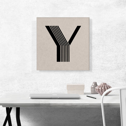 Beige Black Line Alphabet Letter Y