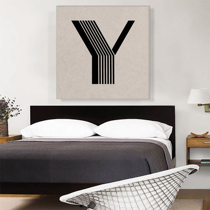 Beige Black Line Alphabet Letter Y