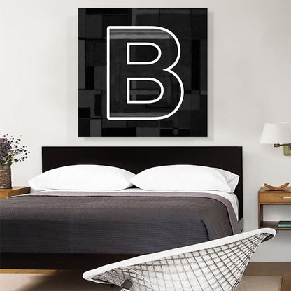 Modern Black White Alphabet Letter B