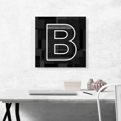 Modern Black White Alphabet Letter B