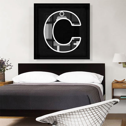 Modern Black White Alphabet Letter C