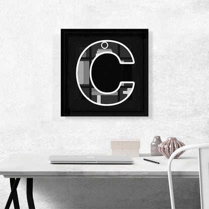Modern Black White Alphabet Letter C