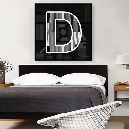 Modern Black White Alphabet Letter D