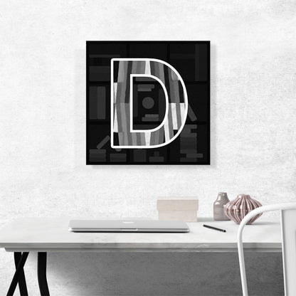 Modern Black White Alphabet Letter D